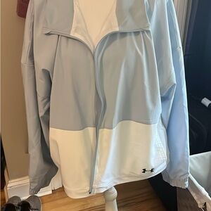 Under Armour Light Blue and White Colorblock Bomber Jacket